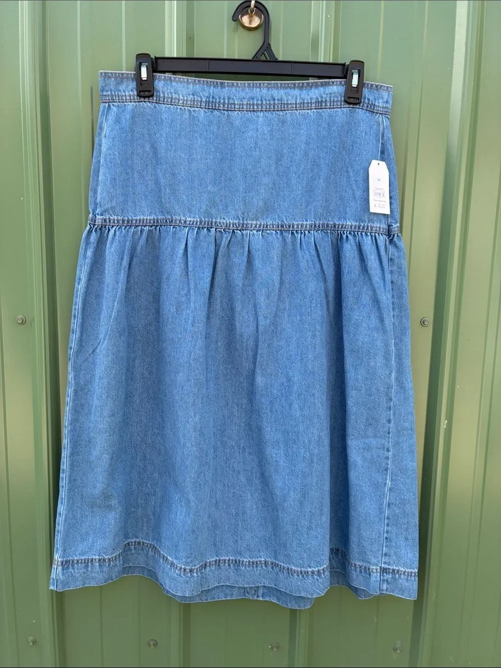 Women's Drapey Denim Midi Skirt Size 14